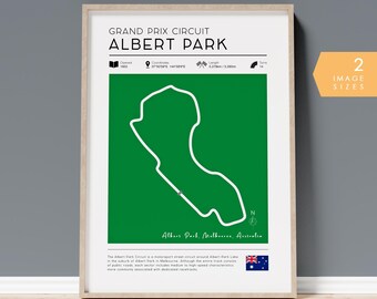 Affiche de piste de Formule 1 Albert Park Melbourne, circuit de F1 du Grand Prix d'Australie imprimable, décoration murale F1 2025, piste de course cadeau fête des pères