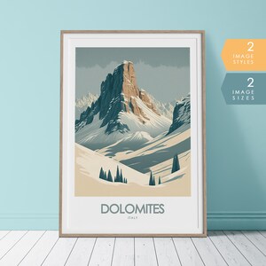 Dolomites Italy Travel Poster | Dolomites Italy Wall Art, Dolomites Illustration, Dolomite Mountains, Europe Prints, Mountain Wall Art,
