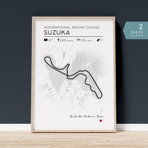 Formule 1-raceposter Suzuka Japan, Formule 1-muurkunst, F1-raceposter, Formule 1-cadeau, afdrukbare circuitkaart Formule 1 Suzuka
