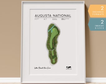Poster da golf / Decorazione da golf Stampa del campo da golf Augusta National Hole 11, regali da golf per uomini e donne, The Masters Amen Corner, mappa del campo da golf