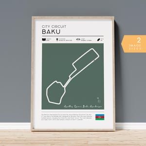 Formule 1-raceposter Bakoe, Azerbeidzjan Grand Prix F1 circuit afdrukbaar, 2025 F1 kunst aan de muur, Formule 1-racebaan cadeau voor Vaderdag
