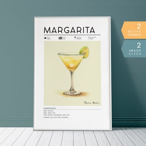 Margarita Cocktail Poster | Minimalistische Cocktailkunst, Margarita-Cocktailkunst, Alkoholdruck, Barwagendekor, DRUCKBARE Barwagenkunst