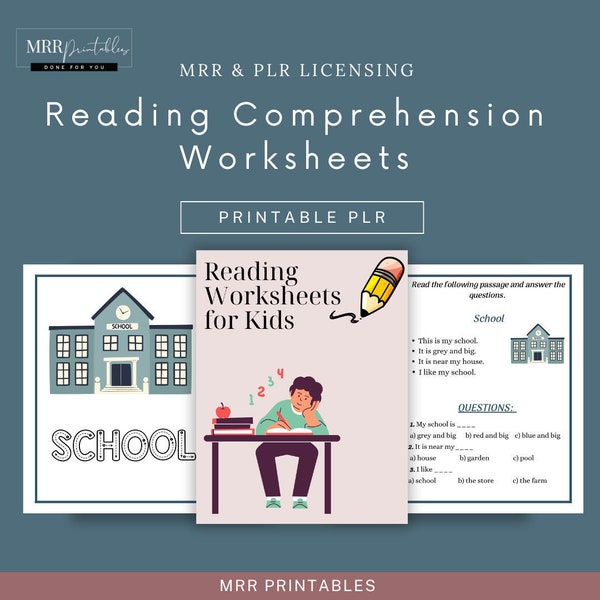 PLR Educational Reading Worksheets for Kids, Reading Comprehension Worksheets, Learn to Read Activity Sheets, PLR Educational Worksheets