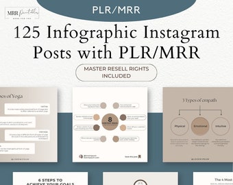 Postagens de infográfico de PLR no Instagram, 125 postagens em mídias sociais com direitos de revenda mestre, MRR e PLR