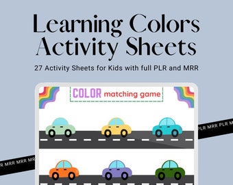 PLR Learning Colors Activity Sheets for Kids with Master Resell Rights (MRR), Printable Worksheets for Kids