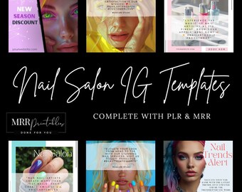 Modelos de postagem do Instagram para técnico de unhas PLR, mídias sociais coloridas para salões de manicure, postagens do Instagram PLR, postagens do Instagram para esteticista com MRR