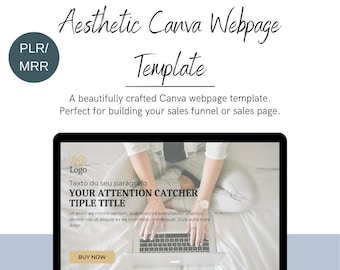 PLR Canva Webpage Template, Aesthetic Canva Website Template with Master Resell Rights, MRR Canva Templates, Webpage Templates
