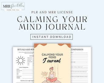 PLR para impressão Calming Your Mind Journal, Diário com direitos de revenda mestre