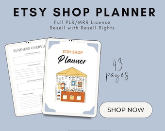 Planejador de loja Etsy para impressão MRR, planejador Etsy com PLR