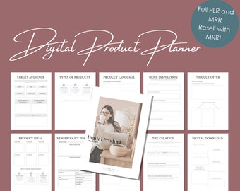 Planejador de produtos digitais para impressão MRR, design de produtos digitais, planejador com PLR