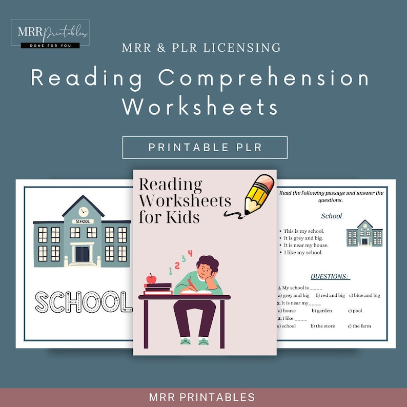 Reading comprehension worksheets with PLR and MRR, Educational Worksheets for Kids, Learn to Read Activity Pages for Kids