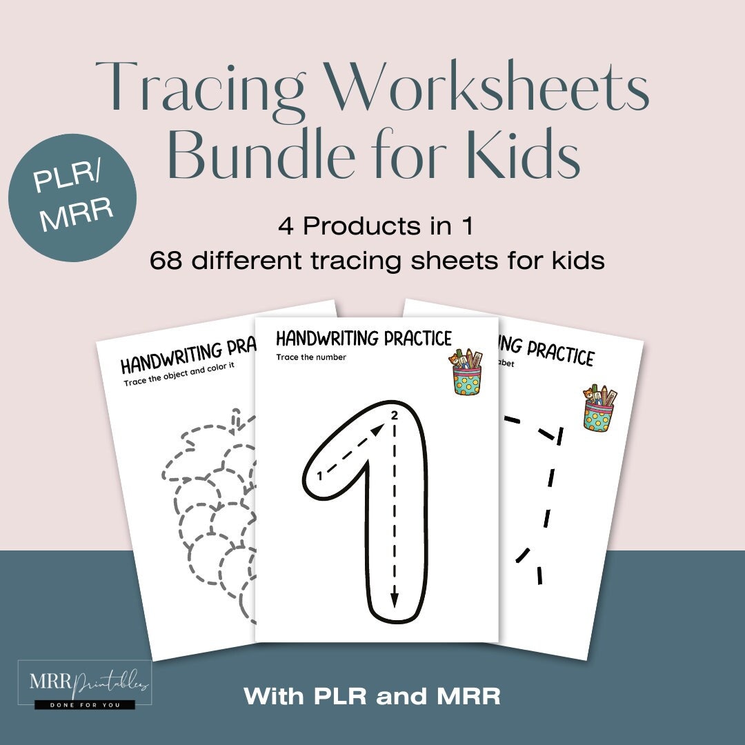 PLR Tracing Worksheets for Kids With Master Resell Rights, Printable ...