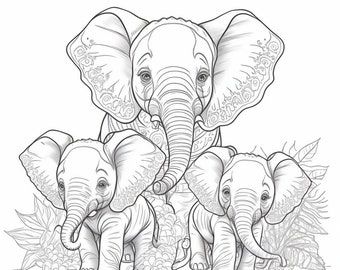 Mama Elephant Coloring Print