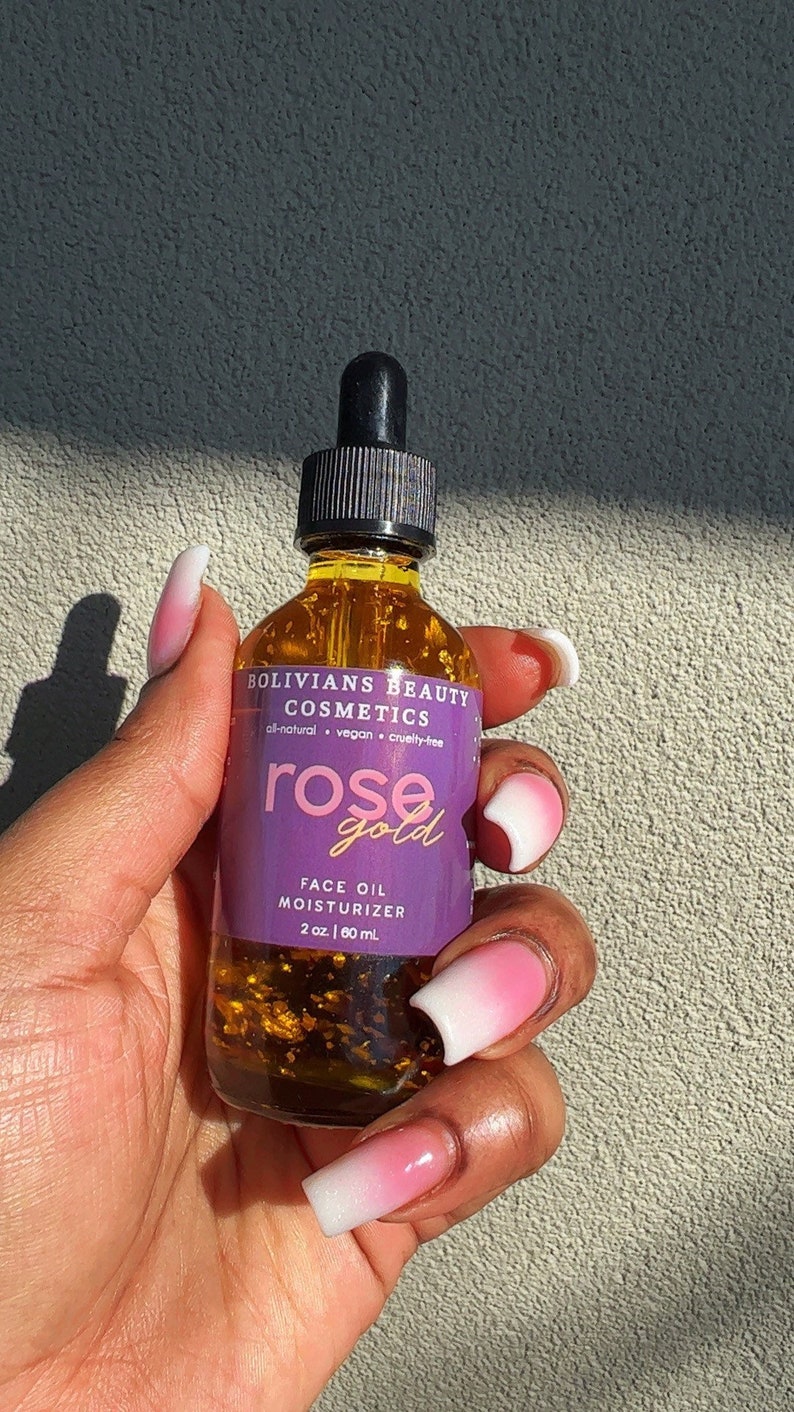 ROSE GOLD OIL Facial Oil Rose Oil 24k Gold Face Moisturizer Jojoba Oil Botanical Infused Moisturizer image 1