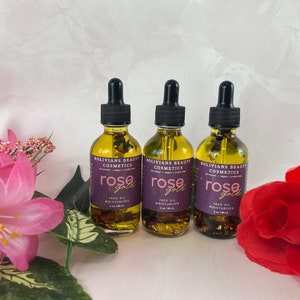 ROSE GOLD OIL Facial Oil Rose Oil 24k Gold Face Moisturizer Jojoba Oil Botanical Infused Moisturizer image 2