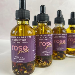 ROSE GOLD OIL Facial Oil Rose Oil 24k Gold Face Moisturizer Jojoba Oil Botanical Infused Moisturizer image 4