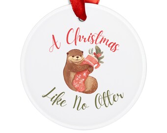 2024 Christmas Otter Acrylic Ornament, Holiday Decor, Christmas Tree Decoration, Stocking Stuffer, Christmas Gift