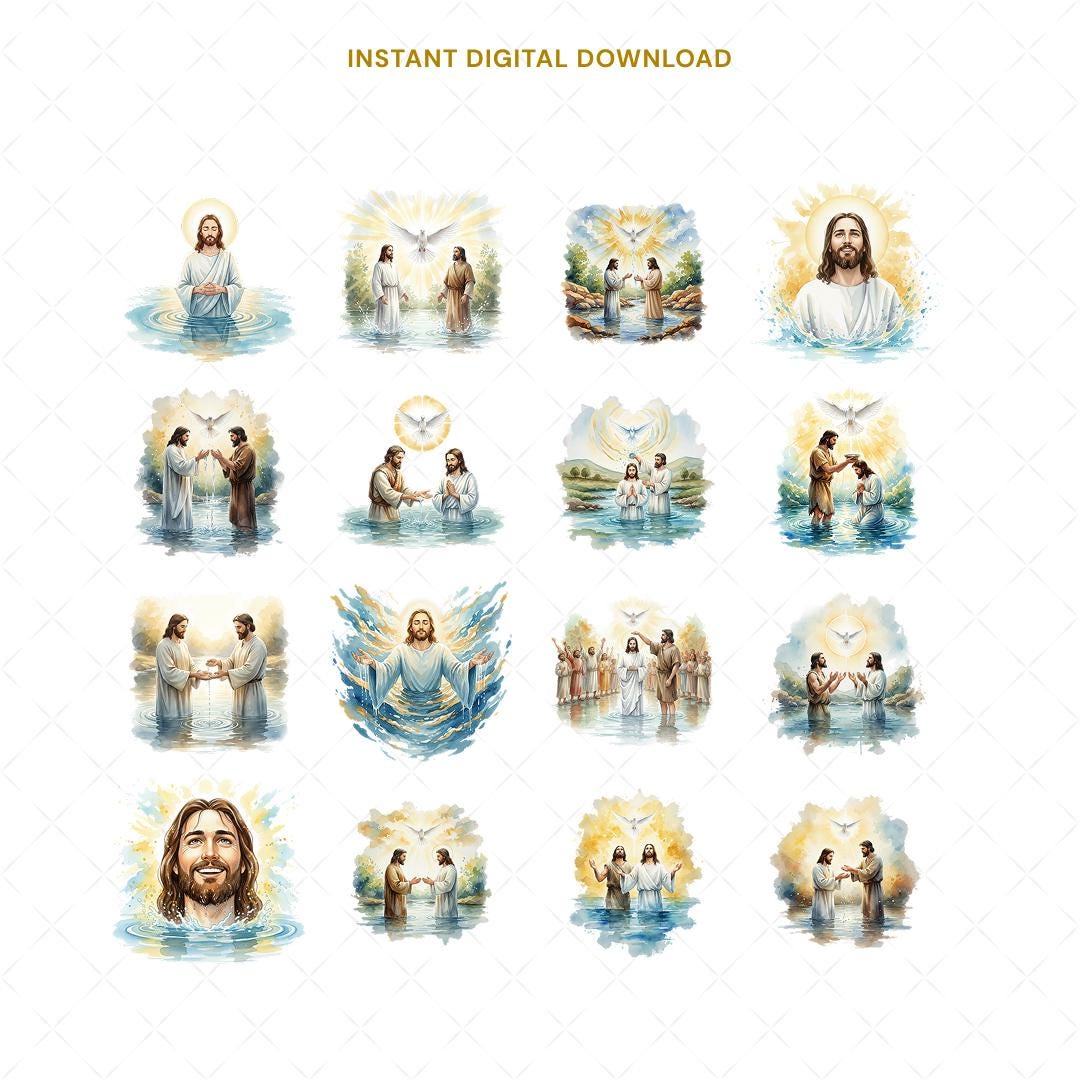 Baptism of Jesus Clipart, 18 Christian PNG, Watercolor John the Baptist ...