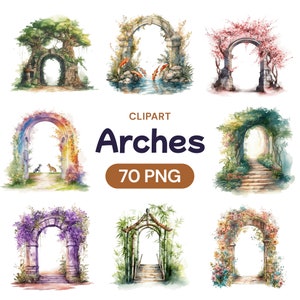 Aquarel boog clipart png set, transparante bloemen boog digitale bestanden, lommerrijke bos postbundel, Aurora Borealis, licentie commercieel gebruik
