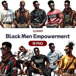 Zwarte mannen empowerment streetwear clipart, aquarel Afro-Amerikaanse man transparante png, empowerment van jongenskleding, licentie voor commercieel gebruik