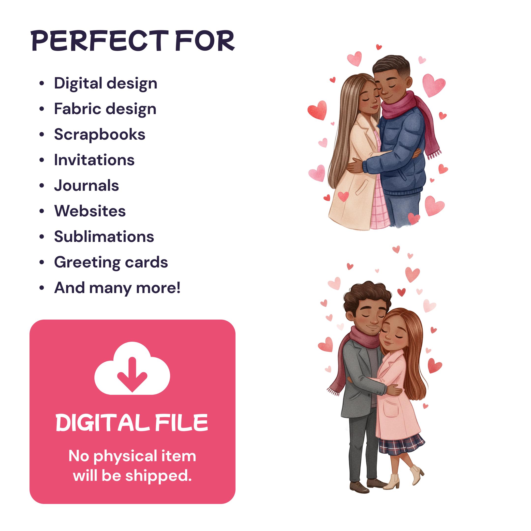 Valentine Black Lovers Clipart, African American Couple PNG, Winter ...