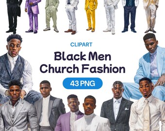 Black Men Sunday Church Attire Clipart PNG, Watercolor African