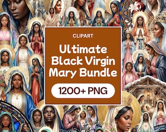 Ultimate Black Virgin Mary Clipart, African American Nativity PNG, Catholic Mother Jesus Graphic, Holy Family Faith Decor