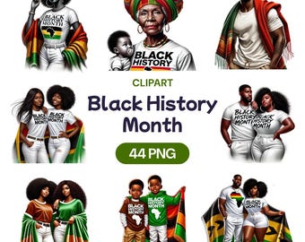 Black History Month Clipart, Watercolor African American Family PNG, Culture Heritage, Transparent Fashion Clothing, Commercial Use License