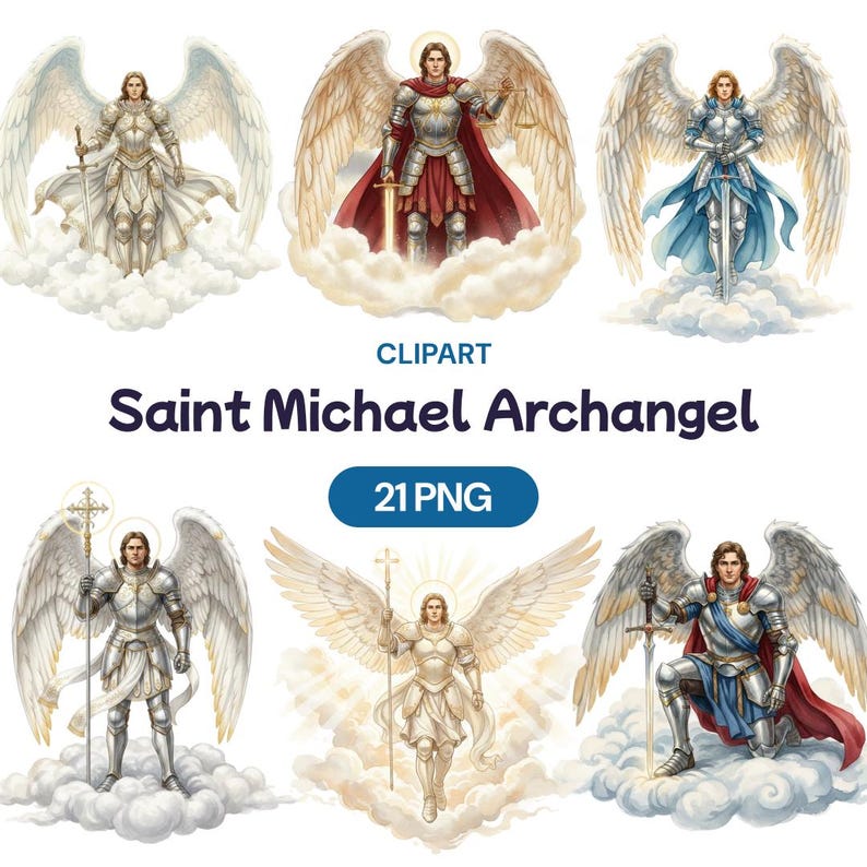 Saint Michael Archangel Clipart, 21 Watercolor PNG, Catholic Art ...