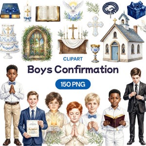 Pojkars konfirmation Clipart, första nattvarden PNG, katolsk sakramentgrafik, kristen troskonst, religiös ceremoni