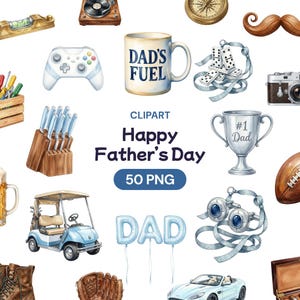 Happy Fathers Day Clipart, Mens Lifestyle PNG, Dad Accessory Graphic, Masculine Hobby Art, Best Papa Elements