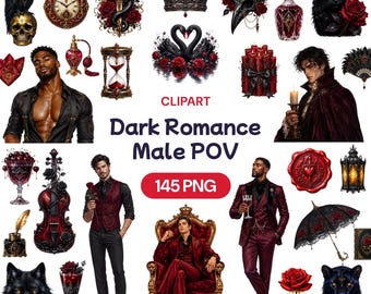 Dark Romance Male Clipart, Gothic Book Boyfriend PNG, Villain Graphic, Vampire Lord Art