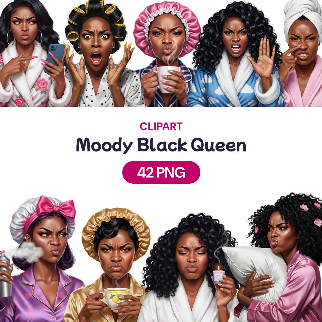 African American Sass Clipart, Afro Funny Reaction PNG, Grumpy Black ...