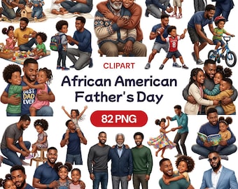 African American Fathers Day Clipart, Black Dad PNG, Daddy And Me Graphic, Male Role Model Art, Best Grandpa