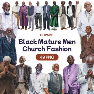 Clipart de hombres negros maduros en la iglesia dominical, acuarela, afroamericano, religioso, el mejor chico PNG, hombre espiritual cristiano, licencia de uso comercial