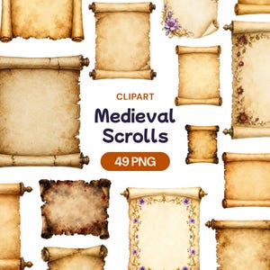 Clipart di pergamena medievale, PNG di pergamena vintage, grafica di carta antica, arte di documenti antichi bruciati, sfondo di mappa fantasy, lettera floreale