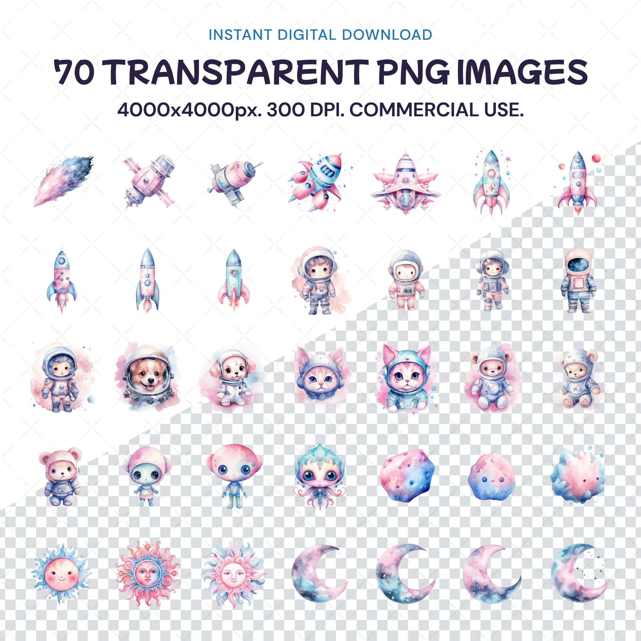 Pastel Outer Space Clipart, Cute Watercolor Stars Transparent PNG ...