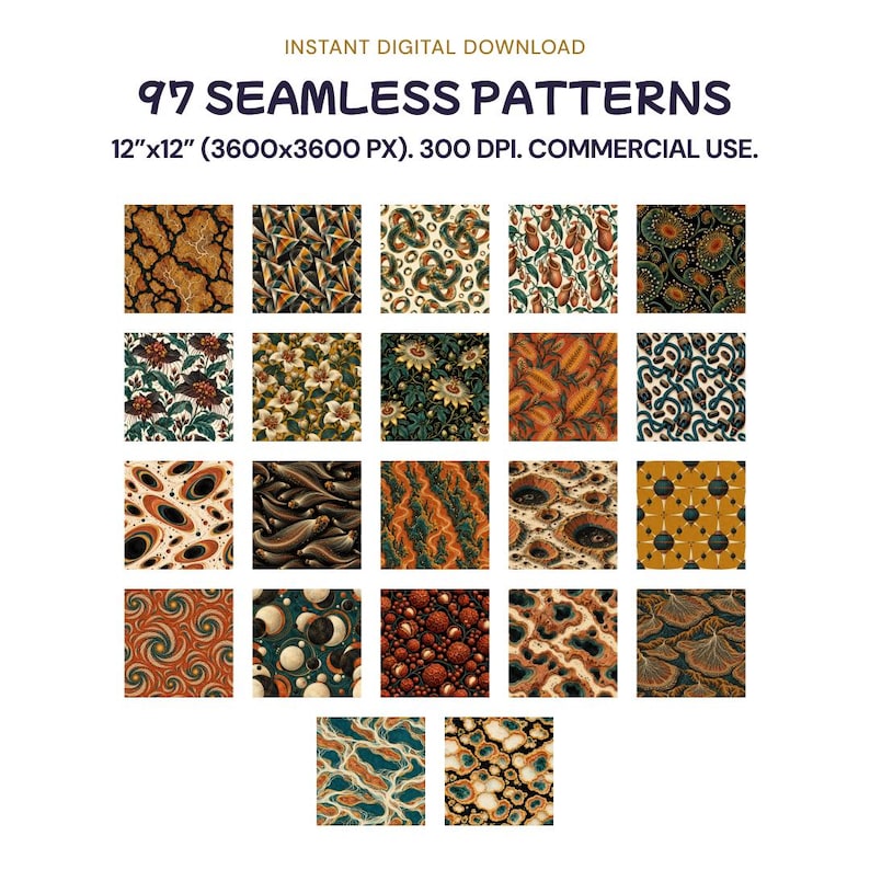 Geometric Pattern Design Paper 97 African Seamless Patterns, Digital Paper PNG, Botanical and ...