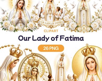 Our Lady of Fatima Clipart, Virgin Mary PNG, Catholic Religious Graphic, Holy Mother Art, Christian Faith Decor