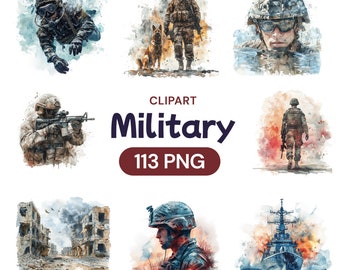 Military Clipart, Watercolor Soldier PNG Digital Transparent Bundle, Hero Navy Seal, Vintage Monthly Calendar Gift, Commercial Use License