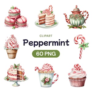 Aquarel pepermunt clipart, leuke kerst snoep schors transparante png bundel, coole kerstvakantie Swirl stick, licentie commercieel gebruik