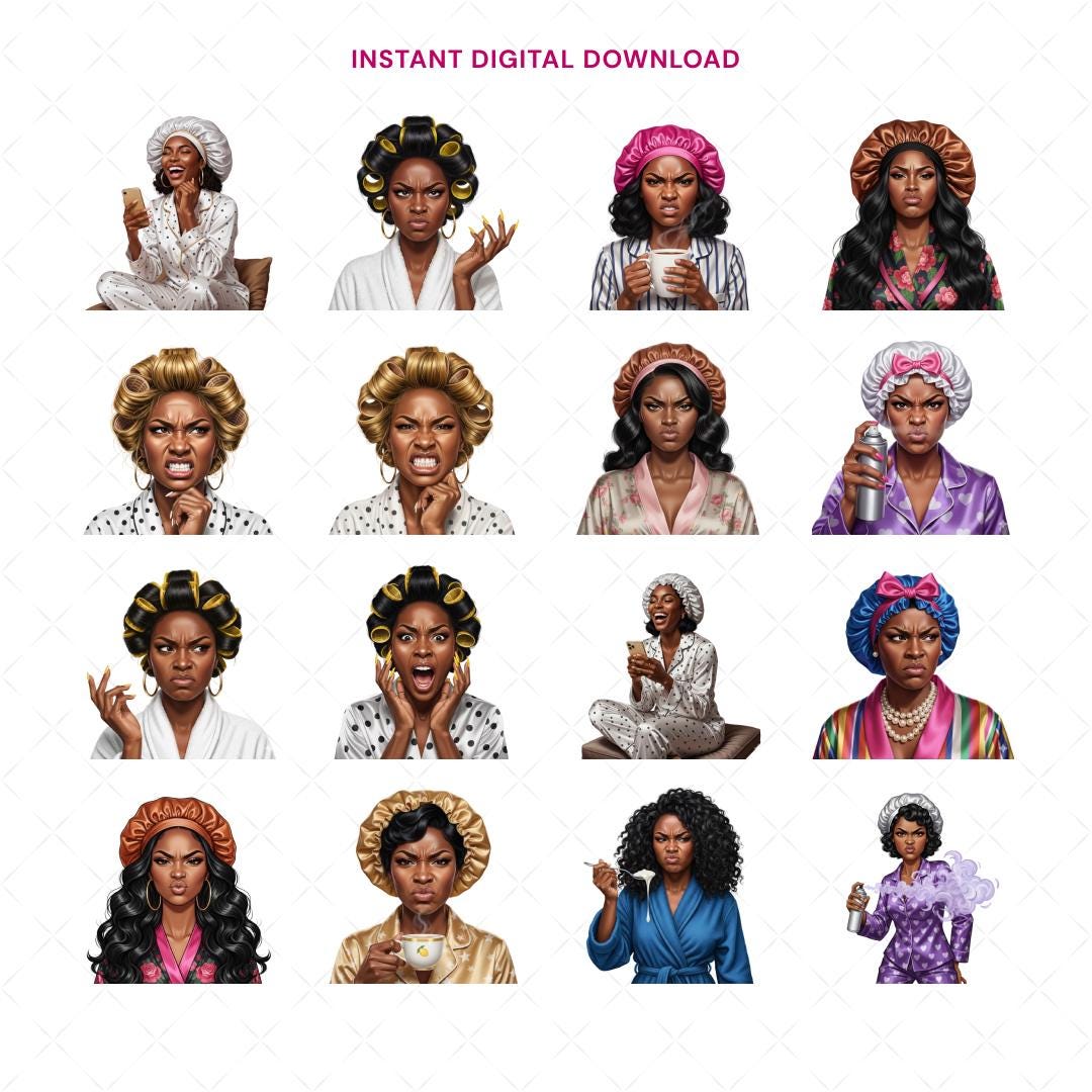 African American Sass Clipart, Afro Funny Reaction PNG, Grumpy Black ...