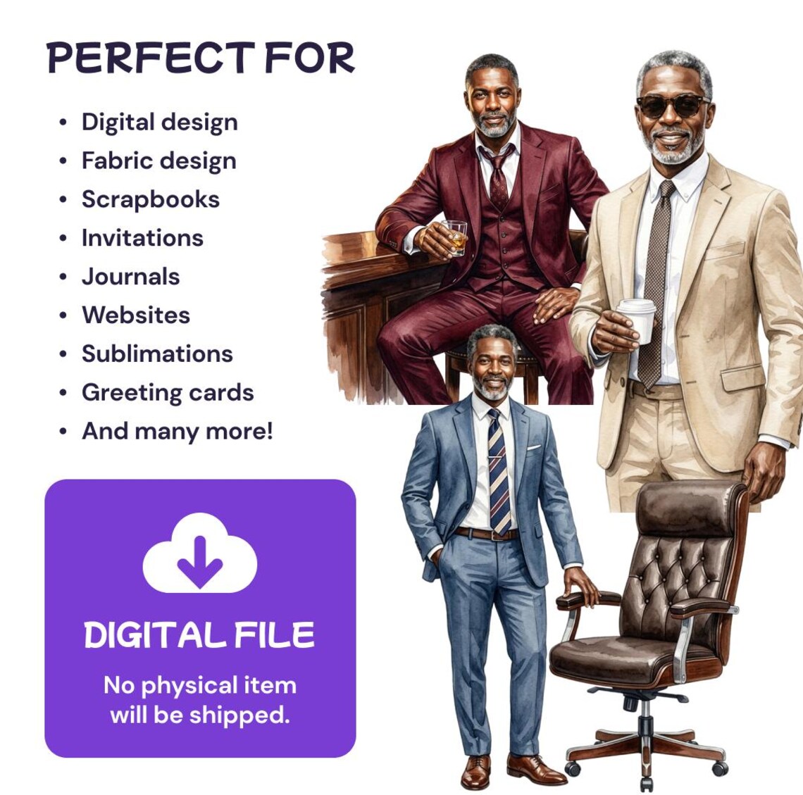 Mature Black Business Man Clipart, African American Executive PNG ...