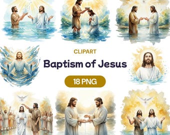 Baptism of Jesus Clipart, 18 Christian PNG, Watercolor John the Baptist ...