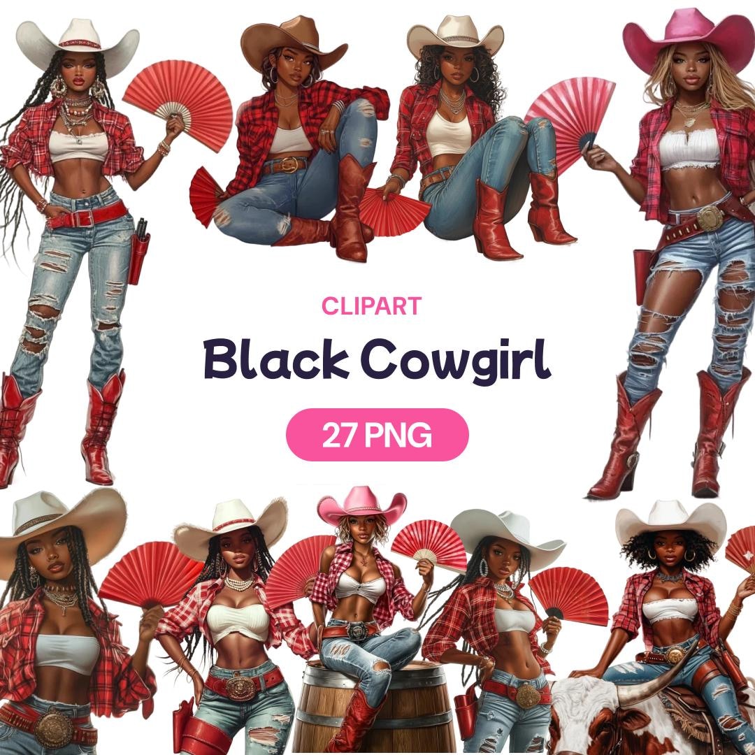 Buy4Wall かわいいアフリカガール スポーツルック デジタルペインティング キャンバス ウォールアート プリント 漫画 子供 子供部屋 アフリカ系アメリカ人 ホー 黒人カウガールPNGクリップアート、アフリカ系アメリカ人ロデオ