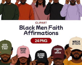 Black Men Faith Clipart, Christian Guy PNG, Religious Affirmation Graphic, Godly Quote Art, Trendy Faceless Minimalist Portrait