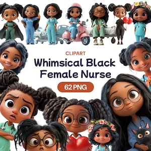 Skurril schwarze Krankenschwester Clipart, Aquarell Afroamerikaner Mediziner PNG, Apotheker Arzt Arbeiter, Lizenz für kommerzielle Nutzung