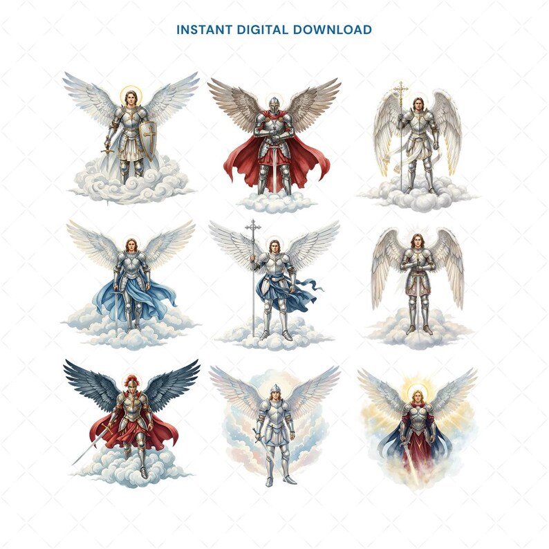 Saint Michael Archangel Clipart, 21 Watercolor PNG, Catholic Art ...