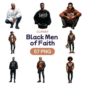 Schwarze Männer des Glaubens Clipart, Aquarell gut aussehend Afroamerikaner Mann PNG, Transparent Affirmation, Mode Kleidung, Lizenz für kommerzielle Nutzung