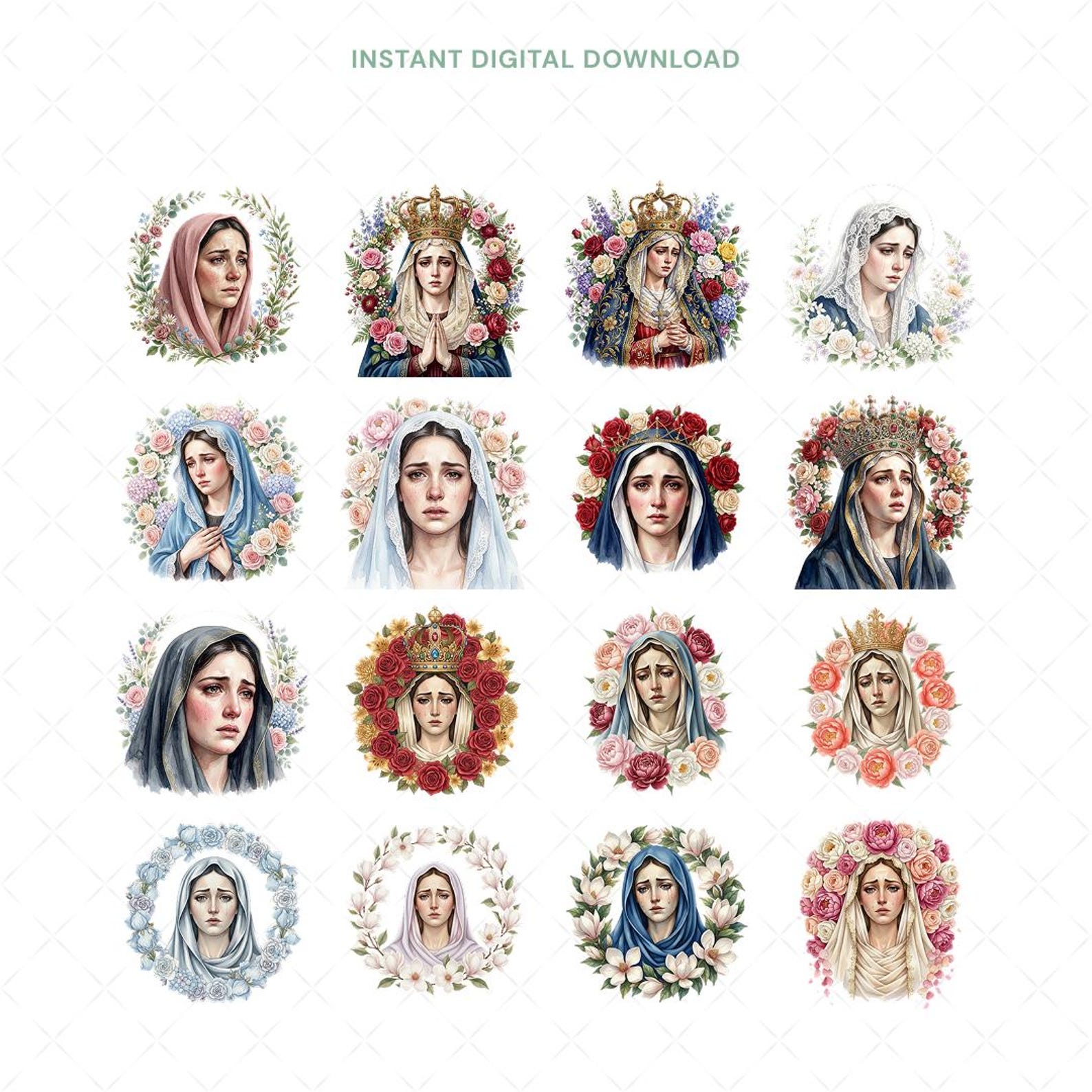 Our Lady of Sorrows Clipart, Virgin Mary PNG, Mater Dolorosa Graphic ...